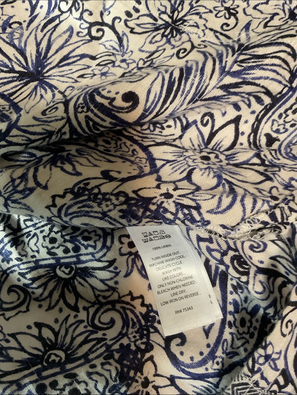 Sigrid Olsen Blue White Linen Tunic Blouse XL - Picture 8 of 8